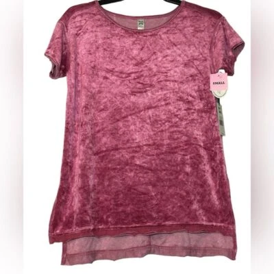 NUEVO CON ETIQUETAS Camisa Top Mujer Flor de Té Verde Rosa Terciopelo Aplastado Manga Corta S Boho Foto 1 de 4