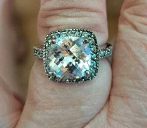 Estate Lia Sophia "At Last" Silver Tone Ring w/Cubic Zirconia wt. 8.2ct. Size 8. - Picture 1 of 5