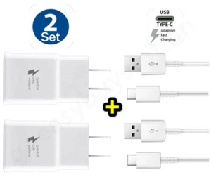 2x Fast Charging USB Wall Charger +Type-C For OEM Samsung Galaxy Note9 S8 S9 S10 - Picture 1 of 2