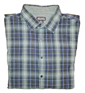 Camisa para hombre Michael Kors multicolor a cuadros de algodón manga larga con botones talla XXL - Imagen 1 de 4