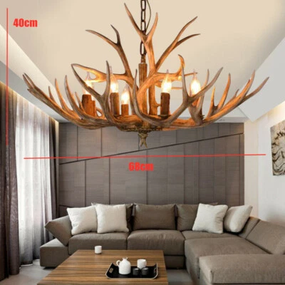 6 Head Antler Light Retro Chandelier Antler Lamp Pendant Light 66*45cm - Image 1 of 4