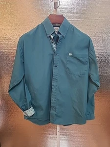Cinch Shirt Cowboy Mens S Green Button Down Long Sleeve Pocket Western Rodeo - Picture 1 of 11