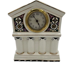 Antique Porcelain Mantel Clock Gesellschaft Germany Estate Sale -Works - Picture 1 of 14