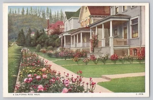 Postal de colección California Rose Walk, Houses Neighborhood c1930s - Imagen 1 de 2