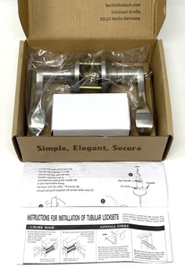 Berlin Modisch Interior Door Handle Lock Set – Satin Nickel - Picture 1 of 6