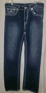 True Religion Ricky Super T Mens 34 Jeans Thick Stitches Jeans Made In USA RARE - Picture 1 of 12
