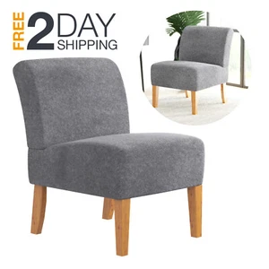 Grey Armless Small Accent Chair For Living Room Bedroom Furniture Clearance New - Picture 1 of 10