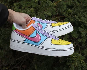 Scarpe Air Force 1 personalizzate multicolore vibranti pop art retrò cartone animato uomo donna - Foto 1 di 21