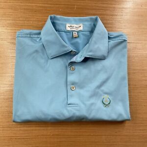 PETER MILLAR SUMMER COMFORT Polo Shirt PEACHTREE GOLF CLUB Blue Size M Medium