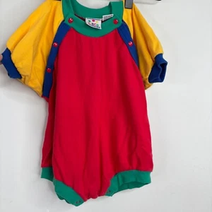 Vintage Circo Romper 24M Colorblock One Piece Cotton Short Sleeve Snap Retro 90s - Picture 1 of 8