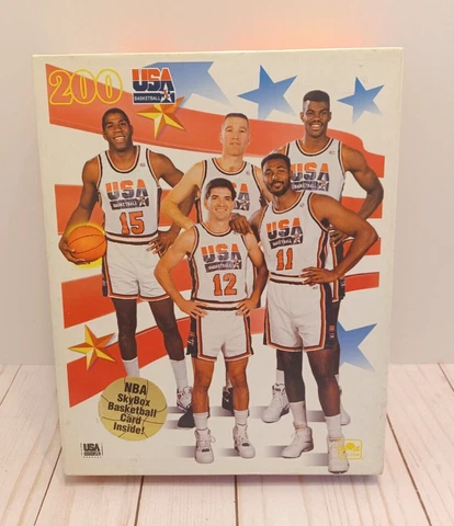 Vintage 1992 USA Basketball 200 Piece Poster Puzzle + NBA Skybox Card New Magic Cover