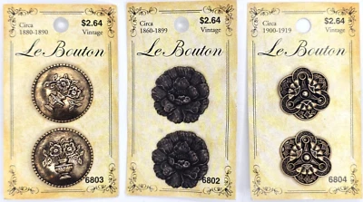 C1980s NOS Antique Floral Repro Button Italy Le Bouton LOT Blumenthal Lansing - Image 1 of 3
