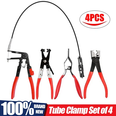 4Pcs Hose Clamp Pliers,Remover Kit with Long Reach Wire Spring Hose Clamp Pliers - Изображение 1 из 4