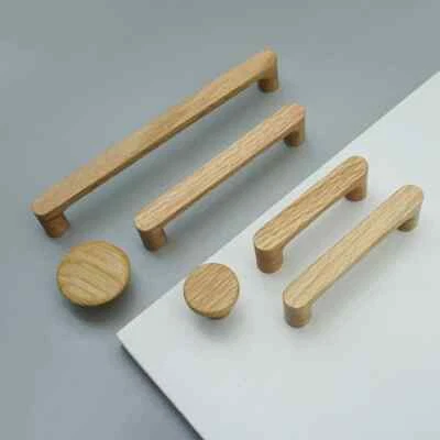 MFYS minimalist style Oak Wood Kitchen Pull Knob Wooden Dresser Handle - Image 1 of 4