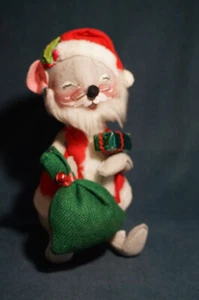 VINTAGE Annalee Mobilitee 13"" Zoll Weihnachtsmann Maus + Geschenktüte 1980 - Bild 1 von 6