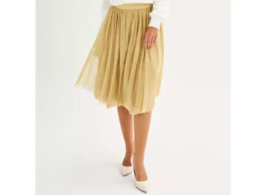 Falda midi Draper James dorada de malla brillante de tul talla L nueva con etiquetas - Imagen 1 de 9