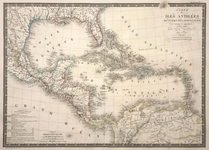 Map "Carte des Iles-Antilles ou Indes Occidentales" (Caribbean) Brué, 1827 - Picture 1 of 12