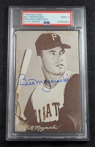 Rare 1947-66 BILL MAZEROSKI Signed Exhibits Card-HOF-PIRATES-PSA 9 Auto - Picture 1 of 4