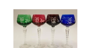 Bohemian Crystal Cut Fruit Etched Stemware glasses - Picture 1 of 3