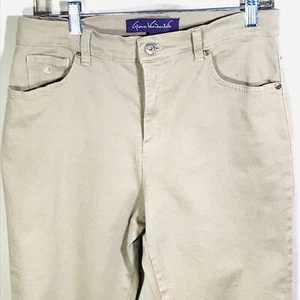 Gloria Vanderbilt JEANS WOMEN SZ 10P Amanda Khaki Tan Straight Leg Slimming High - Picture 1 of 8