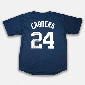 Miguel Cabrera Tigers Signed "500 HR Club 3000" Pro Style Navy Jersey JSA - Picture 1 of 2