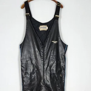 Vintage Polaris 600 Winterwear schwarze Lederlatzhose (geflickt) 32" Schrittlänge 22" Taille - Bild 1 von 17