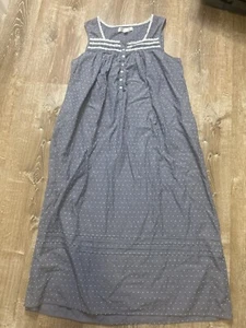 Eileen West Nightgown Women M Blue Chambray Embroider Lace Button Sleeveless EUC - Bild 1 von 7
