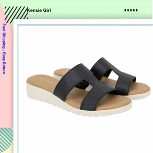 Kensie Ladies' Elena H Band Sandal, Black, 8 - Picture 1 of 4