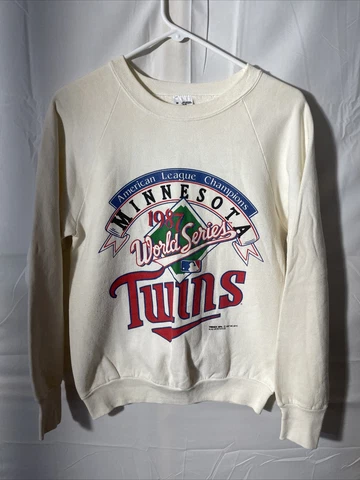 VTG 1987 Minnesota Twins Sweatshirt 80s MLB World Series Champions Medium FADED Cover