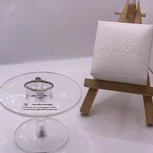 Pandora Diamanté Heart Ring 925 Sterling Silver, Sz: UK: S  U:60 US: 9 - Picture 1 of 24