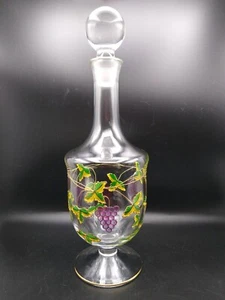 Decanter vino italiano con tappo in vetro contorno oro dettaglio vite uva 15" - Foto 1 di 12
