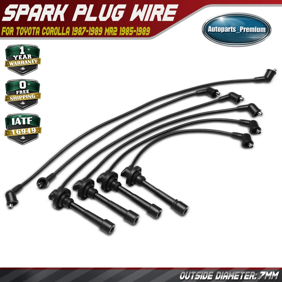 Juego de 6 cables de bujía para Toyota Corolla 1987-1989 MR2 1985-1989 Chevrolet Nova Foto 1 de 4