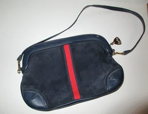 Vintage Lisette Handtasche dunkelblau gestreift - Bild 1 von 8
