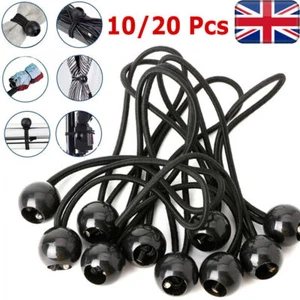 Bungee Ball Black Loop Elastic Cord Shock Cords Easy Fix Ties Tarp Tent Canopy - Picture 1 of 22