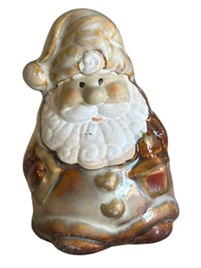Pequeña estatua rústica vintage de cerámica esmaltada de Papá Noel con lámpara de 3” de alto ¡Es lindo! - Imagen 1 de 9