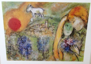 MARC CHAGALL "LOVERS OF VENCE LES AMOUREAUX " COLOR POSTER - Picture 1 of 5