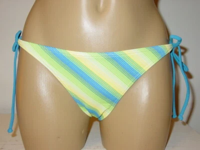 Bikini de mujer Rip Curl azul amarillo a rayas con cuerdas pantalones-M-NUEVO Foto 1 de 4