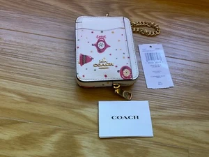 New Coach Zip Card Case With Ornament Print Gold/Chalk Multi C7412 - Picture 1 of 9