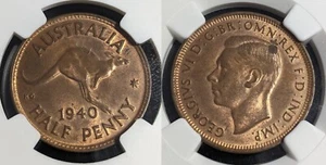 1940 Half Penny Australia NGC MS63 RB CHOICE UNC #3502 - Picture 1 of 7
