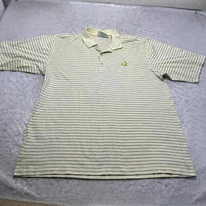 Vintage Augusta National Golf Masters Polo Shirt Yellow Blue Striped Mens XL - Picture 1 of 12