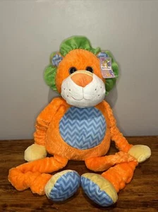New Hugfun Orange Lion Large Plush Stretch Arms & Legs Blue Eyes 34” Long - Picture 1 of 5