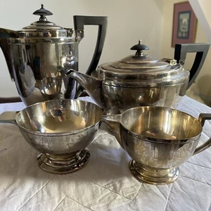 Walker & Hall Antique Silver Plate Teapot Set Dishes - Art Deco - VGC AE847 - Picture 1 of 24