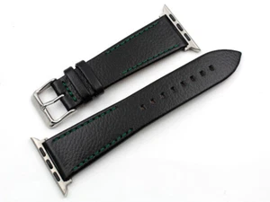 Bracelet En Cuir D'Élan Pour Apple Watch Boîtier 42/44/45 Mm Noir Fait Main Cool - Picture 1 of 3