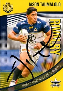 Signed 2022 North Queensland Cowboys NRL TLA Rivalry Card - Jason Taumalolo - Foto 1 di 3