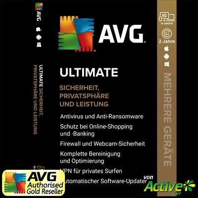 AVG ULTIMATE 2026 10 PC 2 Jahre | AntiVirus, Tuneup, VPN | PC, Mac, Android | DE - Image 1 of 4