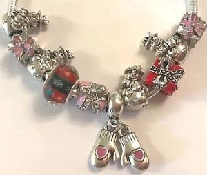 ❤️European CHARM BEADS ~ CHRISTMAS SNOWMAN BRACELET ⛄️🎄 w/ Silver Pl Chain❤️ - Picture 1 of 1