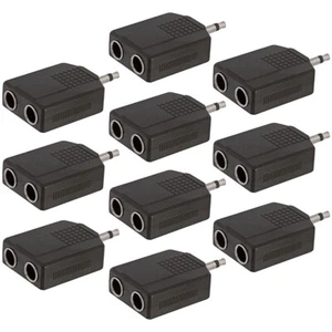10x 3.5mm 1/8" Mono Male to Dual 6.35mm Stereo Female Y Splitter Audio Adapter - Picture 1 of 2
