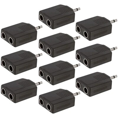 10x 3.5mm 1/8" Mono Male to Dual 6.35mm Stereo Female Y Splitter Audio Adapter - Image 1 of 2