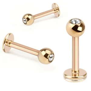 Lip Monroe Stud 16 Gauge 5/16" Clear  Ball Rose Gold  - Picture 1 of 3