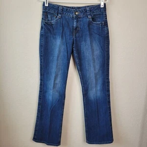 Calvin Klein Womens Jeans Lean Bootcut Sz 6 Medium Blue Wash Flap Button Pockets - Picture 1 of 15